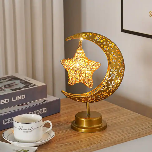 Muslim Craft Table Decoration Gift LED Night Light Moon Star Ramadan Lamps Table Light LED EID Decorations