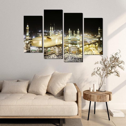 Masjid al-Haram Makkah Night View Canvas Art: Islamic Decor, Ready to Hang