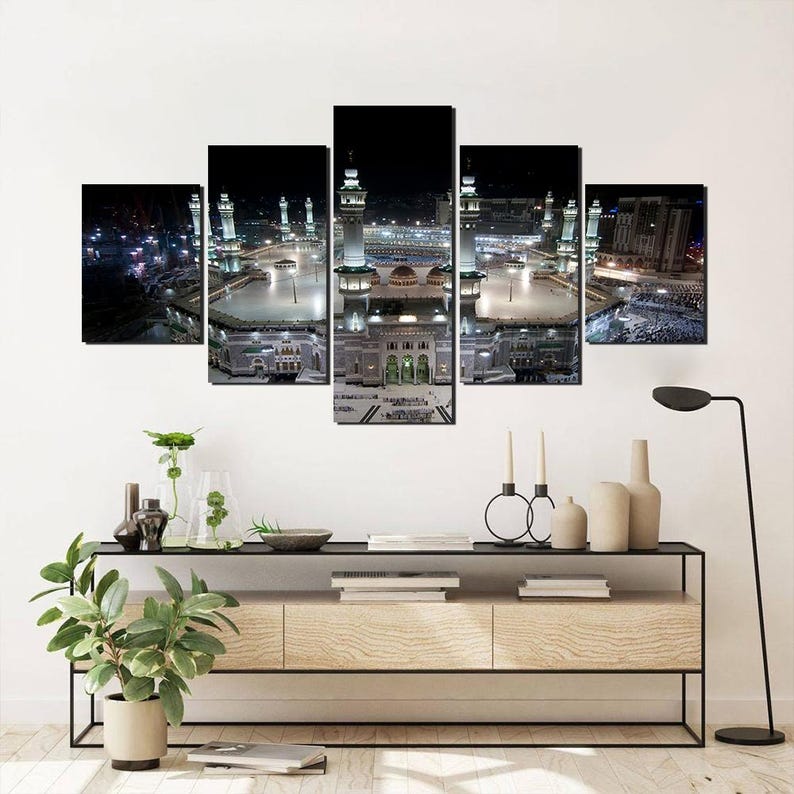 Masjid al-Haram Makkah 5-Piece Canvas Wall Art: Islamic Home Decor