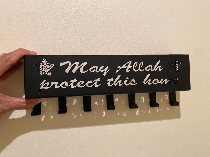 Islamic Key Holder: "May Allah Protect This Home" Muslim Home Decor