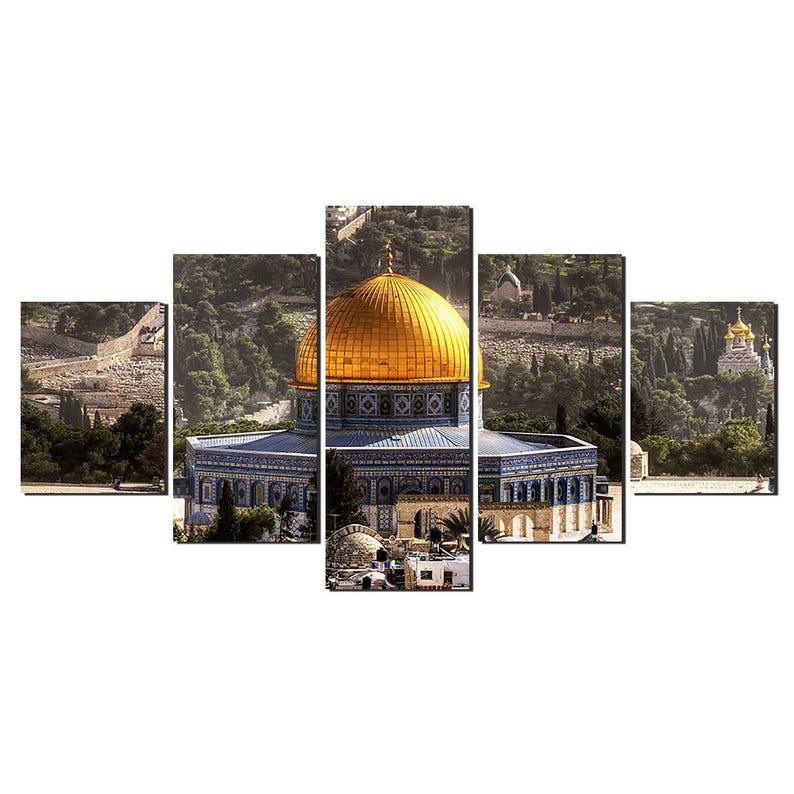 Dome of the Rock Canvas Print: 5-Panel Islamic Wall Art